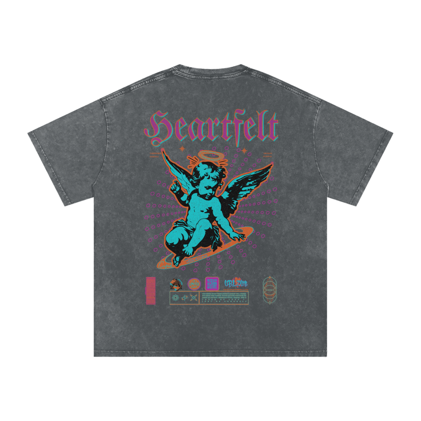 T-shirt ,Qr music T-shirt, Qr Music Oversized Limited ,Oversized ,Qr Music Oversized Limited,Cupid,acid wash,liited edition,DSGND101