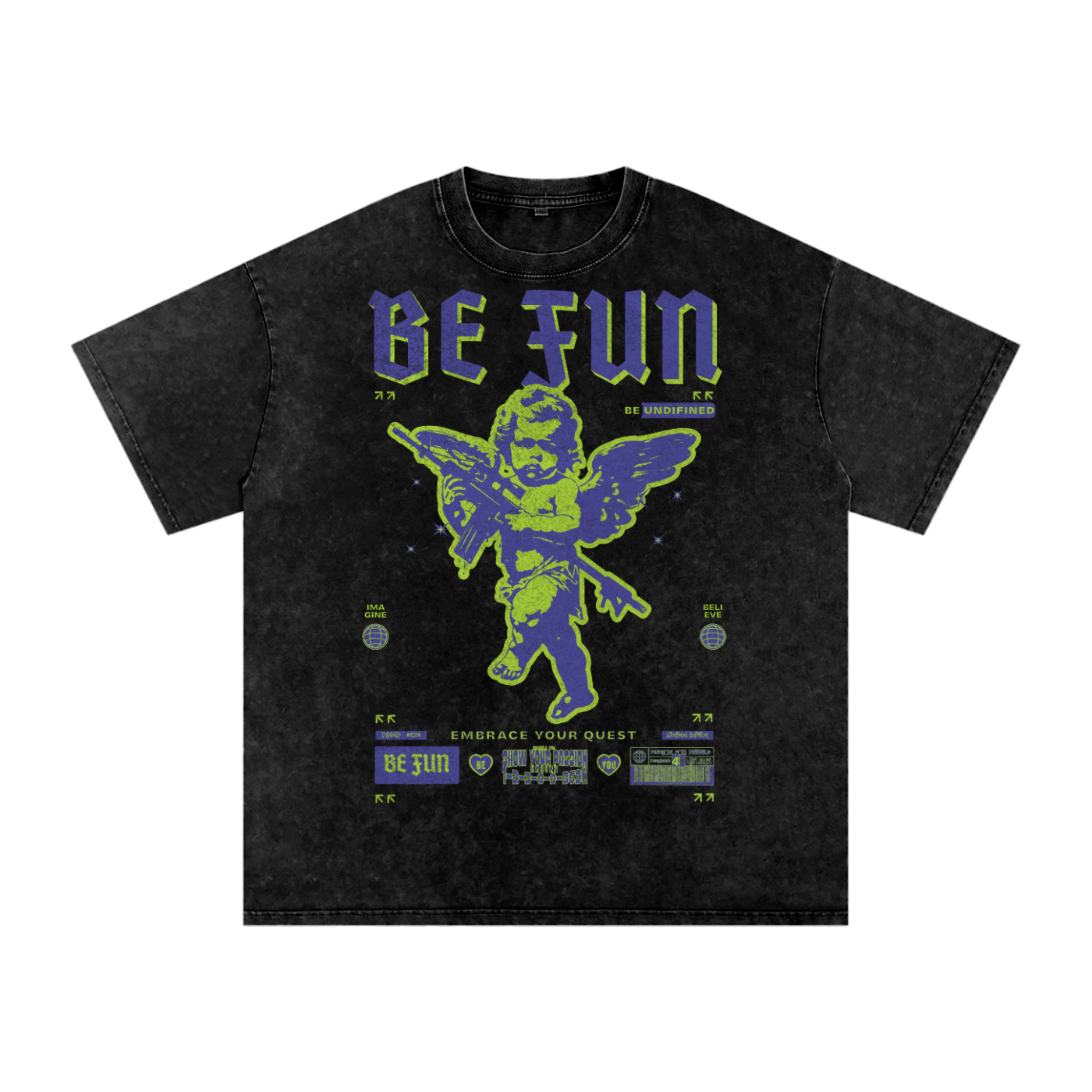 T-shirt,qr music t-shirt,cupid,cupid's hunt,oversized,DSGND #101# 4U,Acid Wash,Vintage