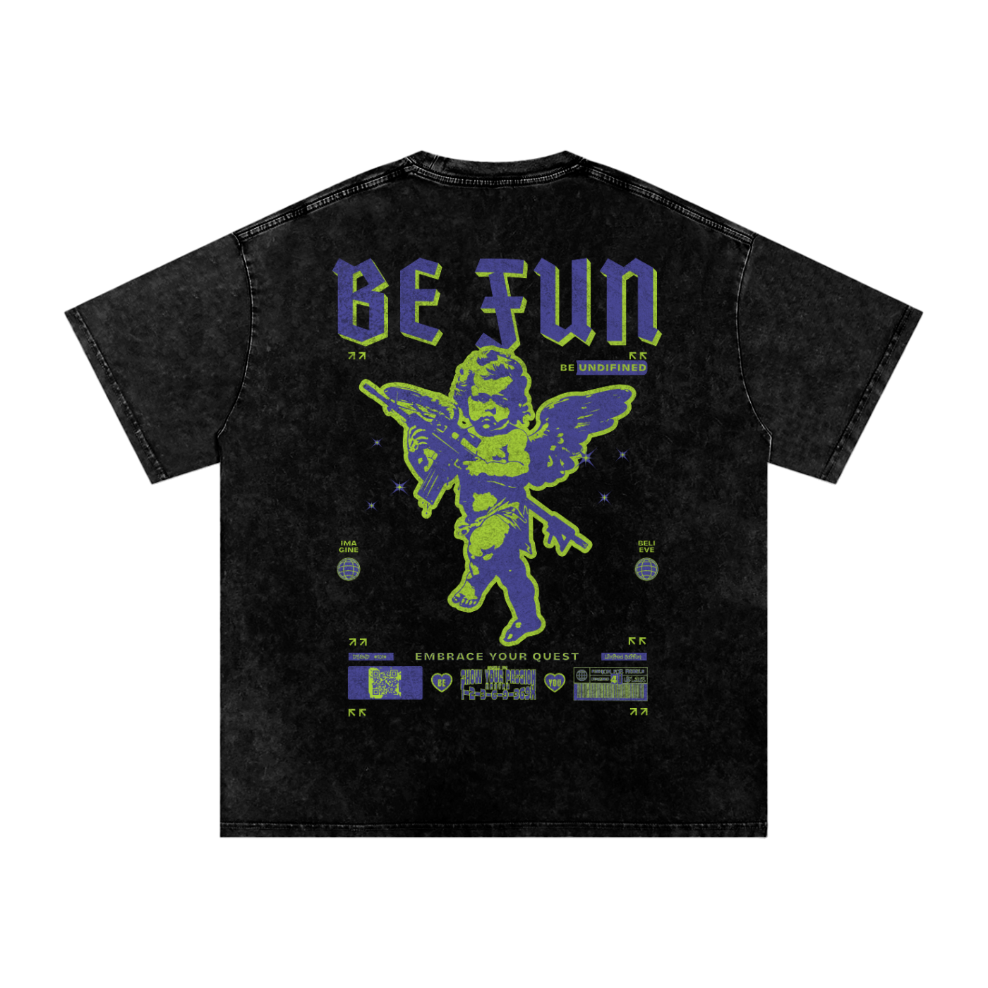 T-shirt,qr music t-shirt,cupid,cupid's hunt,oversized,DSGND #101# 4U,Acid Wash,Vintage