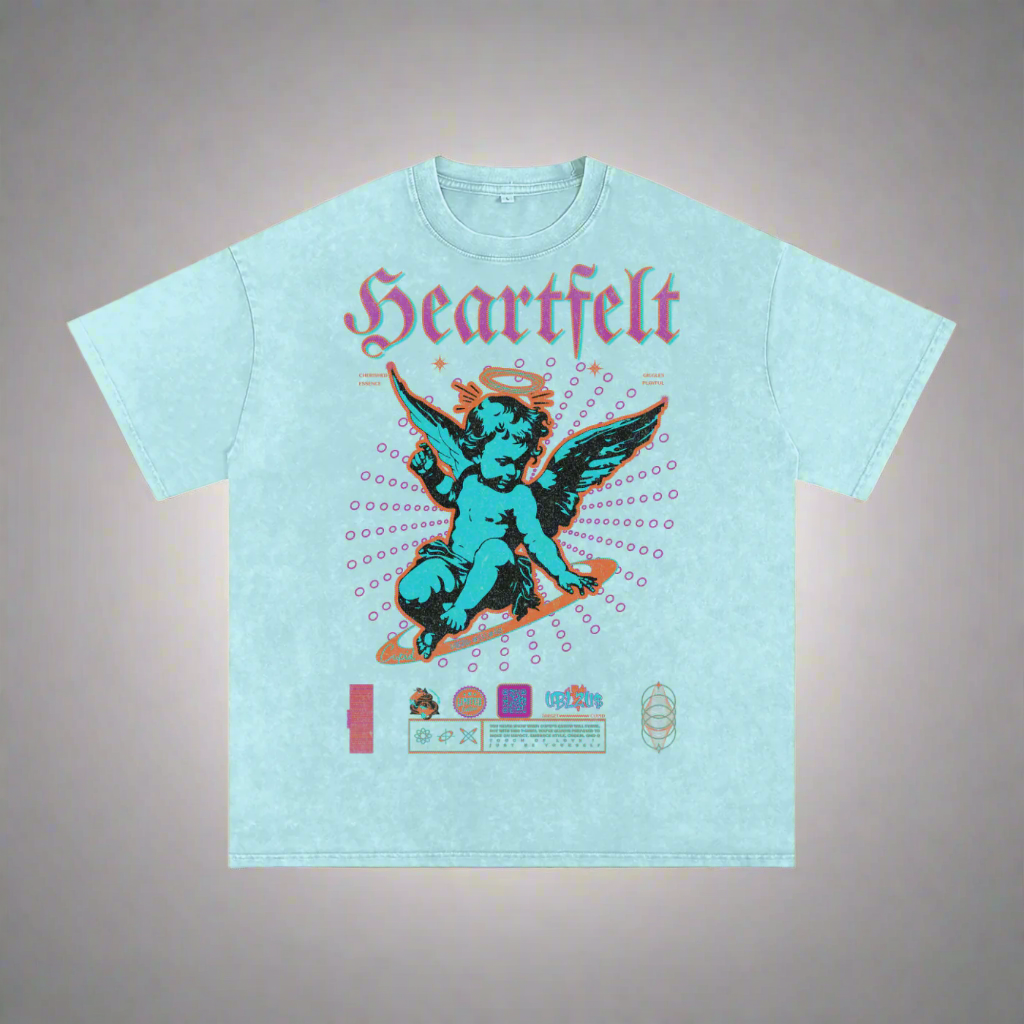 T-shirt ,Qr music T-shirt, Qr Music Oversized Limited ,Oversized ,Qr Music Oversized Limited,Cupid,acid wash,liited edition,DSGND101