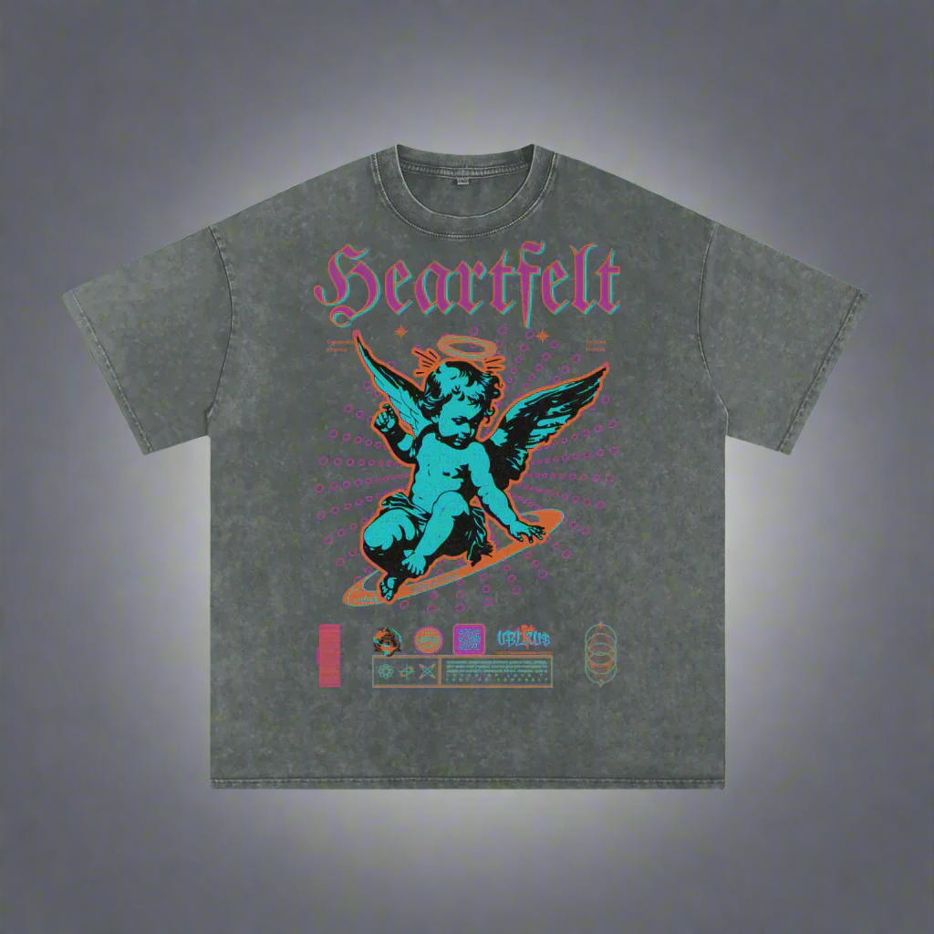 T-shirt ,Qr music T-shirt, Qr Music Oversized Limited ,Oversized ,Qr Music Oversized Limited, Cupid,acid wash, limited edition, DSGND4U, #101#, Cupid INC