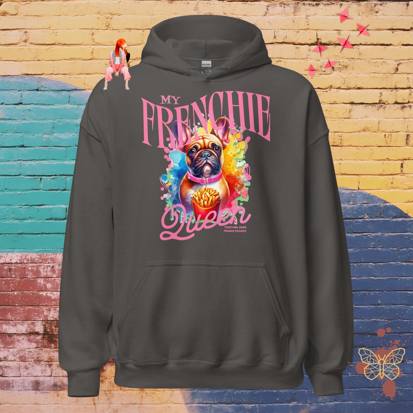 My Frenchie Queen – Limited QR Music Hoodie – Unisex | Relaxed Fit | Supreme Comfort – Hoodie | QR Music Drop by uBelong2.us | Variant: Charcoal