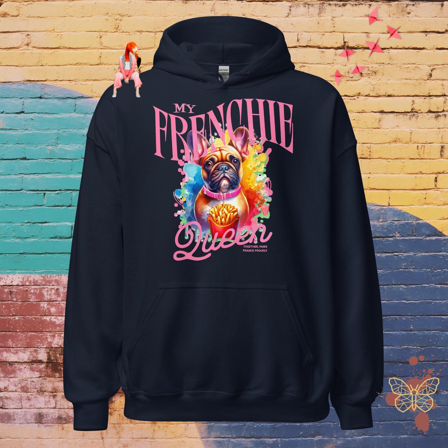 My Frenchie Queen – Limited QR Music Hoodie – Unisex | Relaxed Fit | Supreme Comfort – Hoodie | QR Music Drop by uBelong2.us | Variant: Navy