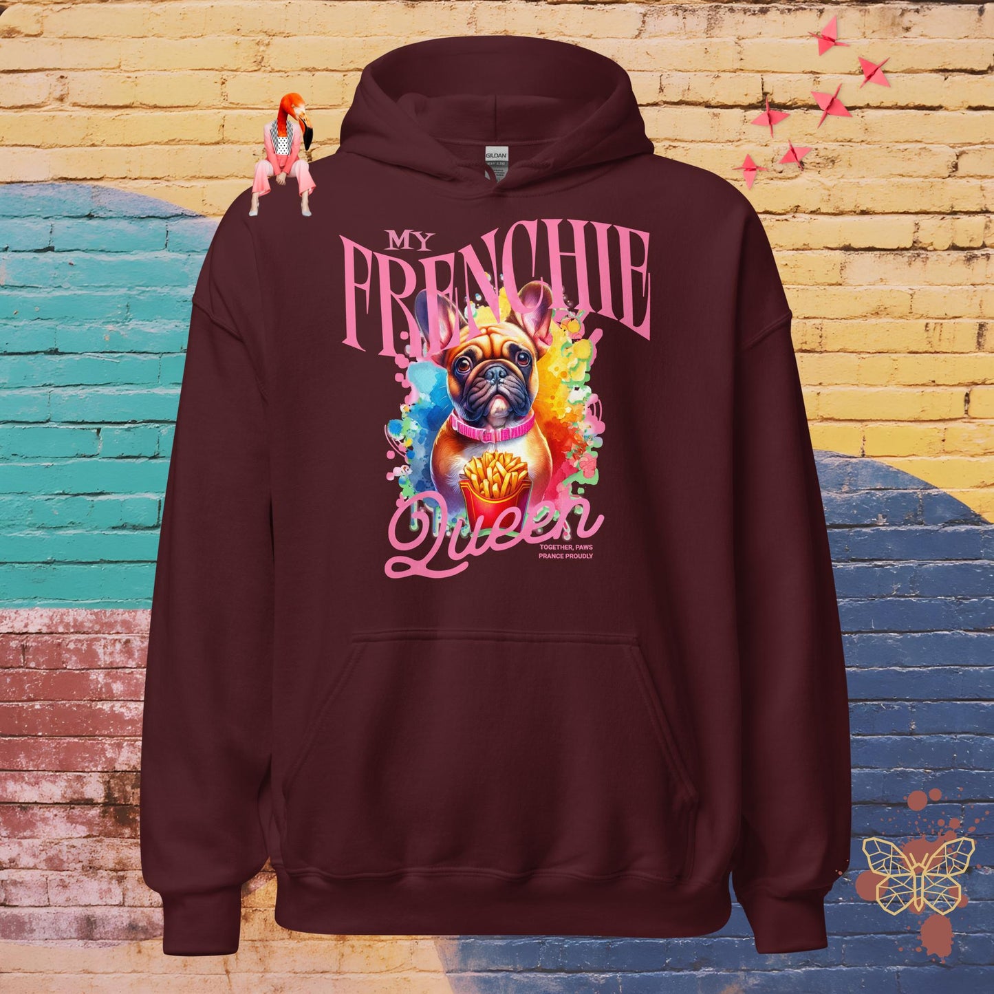 My Frenchie Queen – QR Music Hoodie – Limited Edition – Unisex | Relaxed Fit | Supreme Comfort - uBelong2.usHoodieuBelong2.usMaroonSProduct mockup