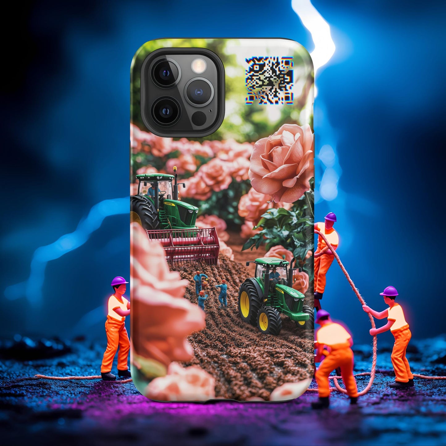 Tiny Workers™ – Pastel Rose Garden – Limited QR Music Case for iPhone® – Tough | Matte – Phone Case | QR Music Drop by uBelong2.us | Variant: iPhone 12 Pro Max