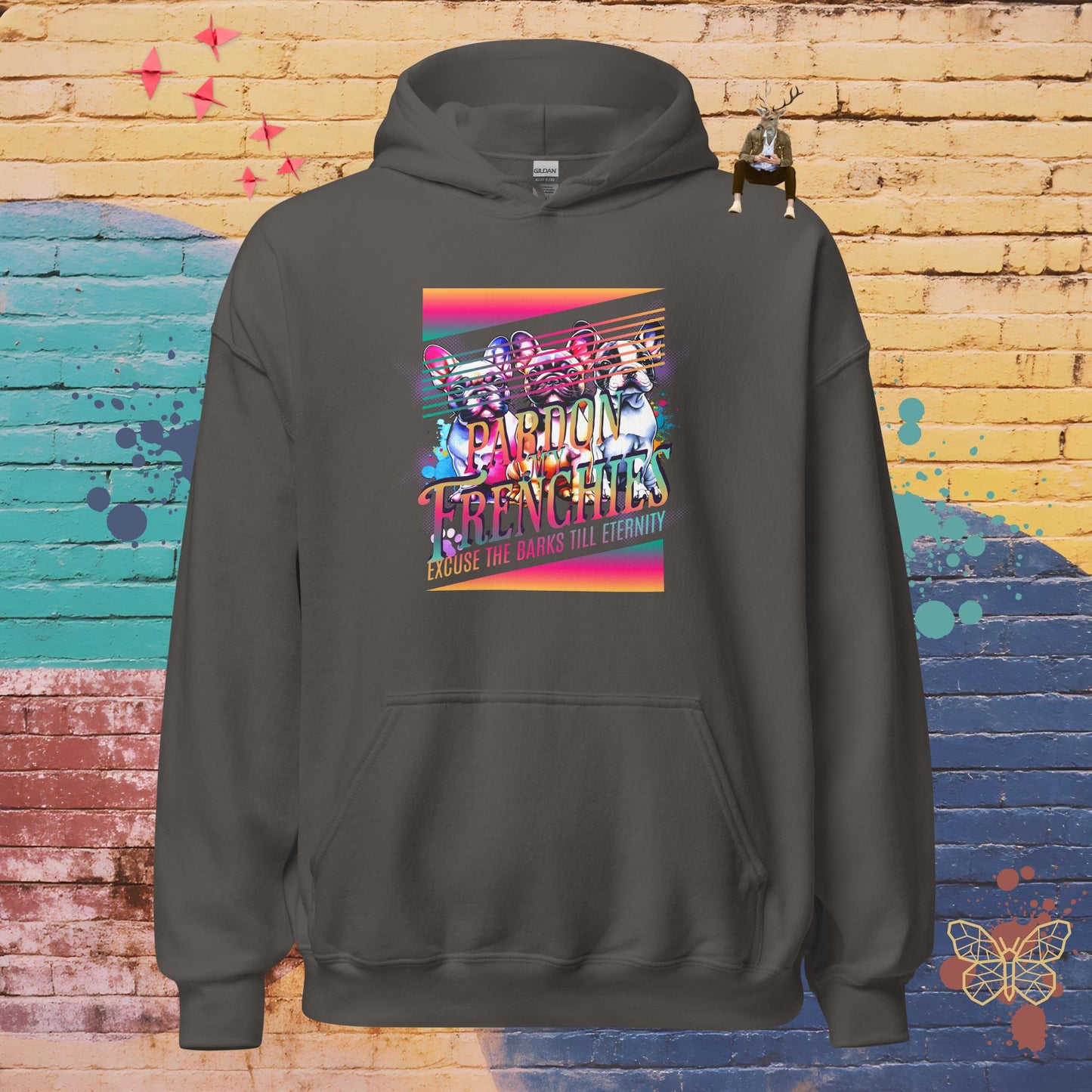 Pardon My Frenchies – Limited QR Music Hoodie – Unisex | Relaxed Fit | Supreme Comfort – Hoodie | QR Music Drop by uBelong2.us | Variant: Charcoal