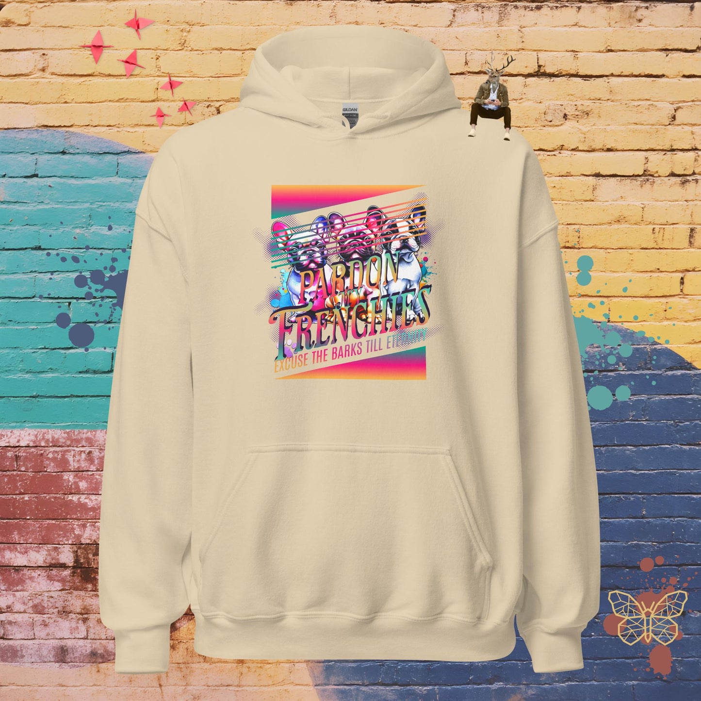 Pardon My Frenchies – Limited QR Music Hoodie – Unisex | Relaxed Fit | Supreme Comfort – Hoodie | QR Music Drop by uBelong2.us | Variant: Sand