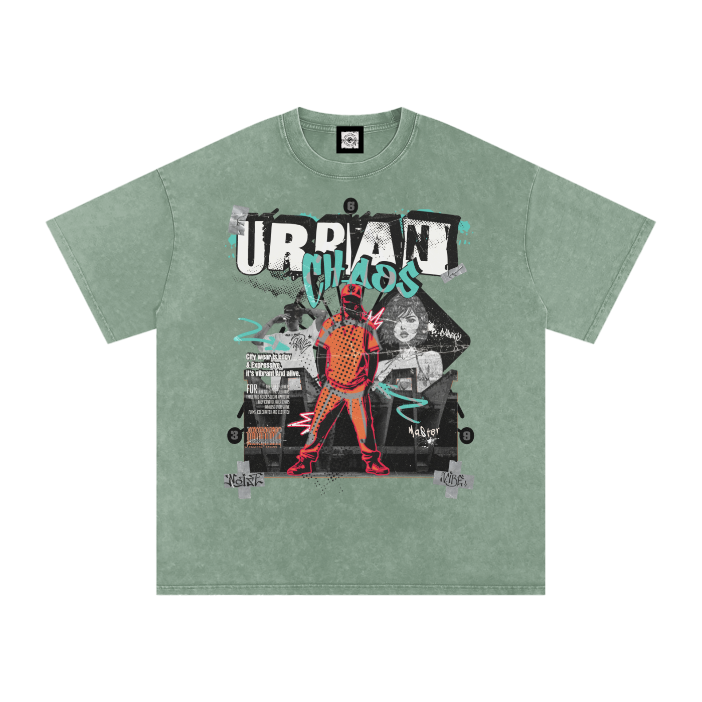 #urban chaos,acid wash t-shirt,qr t-shirt,qr music t-shirt,oversized,oversized t-shirt,oversized effected t-shirt