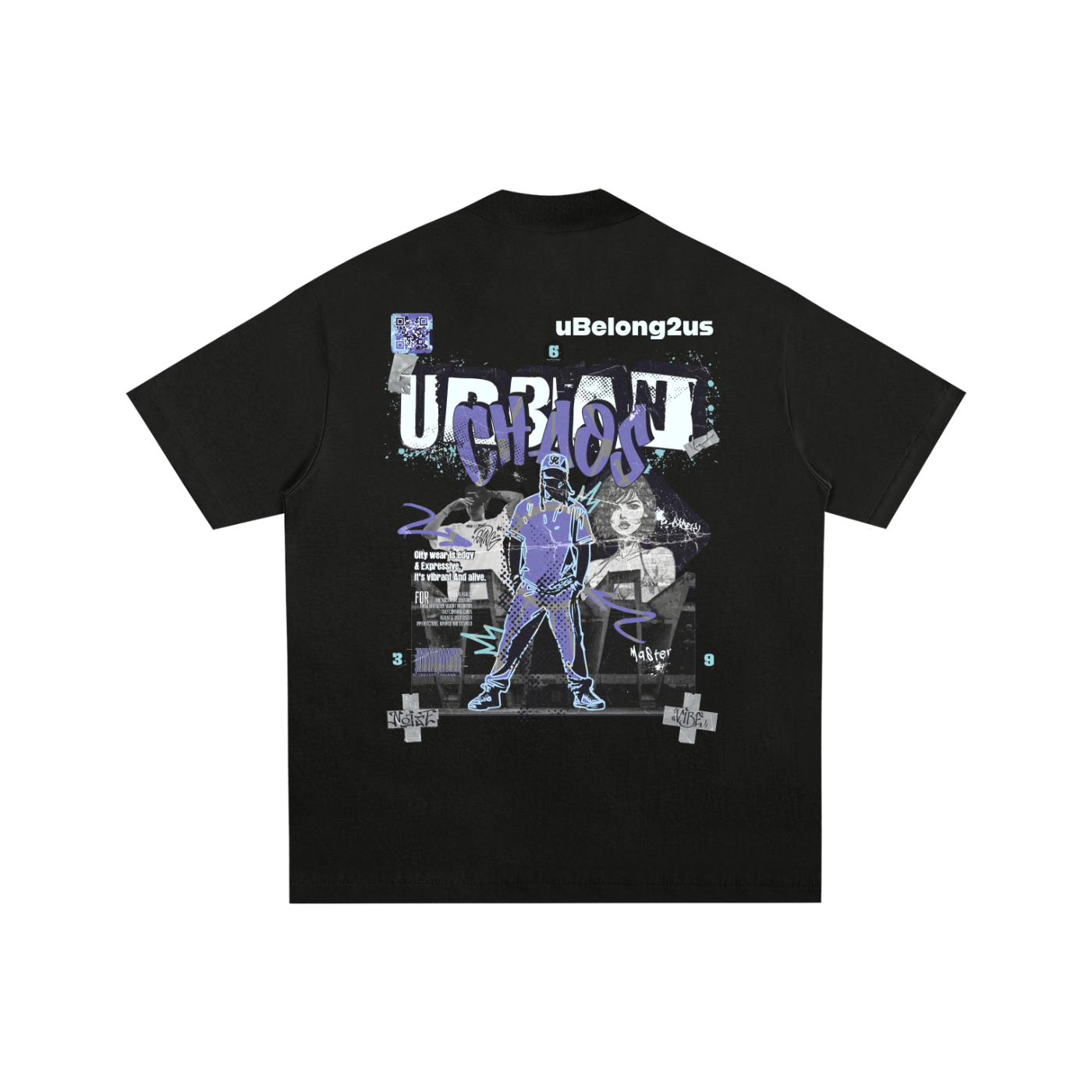 essential,qr music t-shirt,qr beatee,oversized,premium,urban chaos,effected