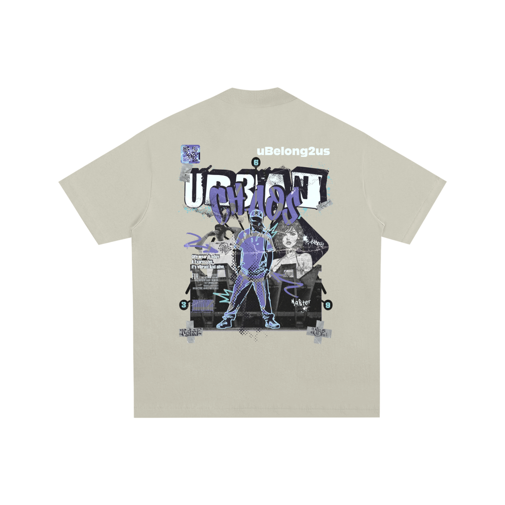 essential,qr music t-shirt,qr beatee,oversized,premium,urban chaos,effected