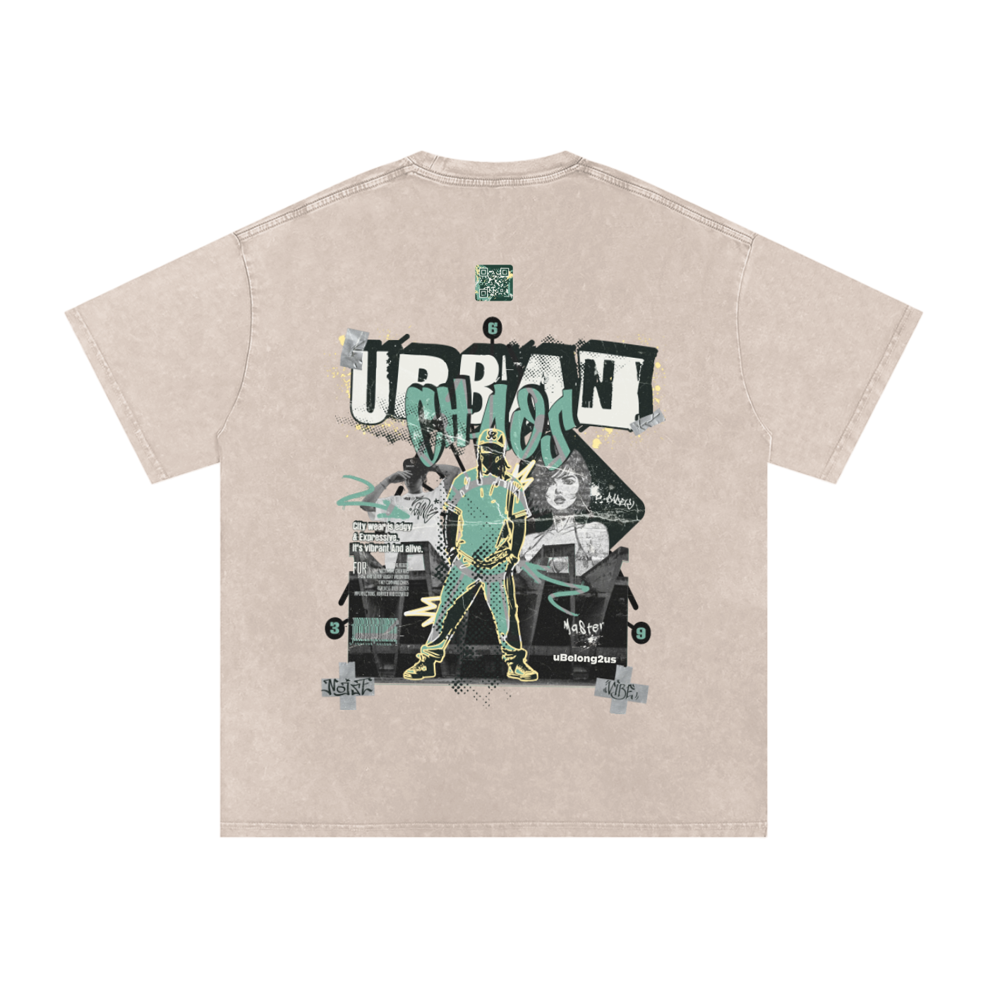 qr music t-shirt,faded,faded t-shirt,snow washed,oversized