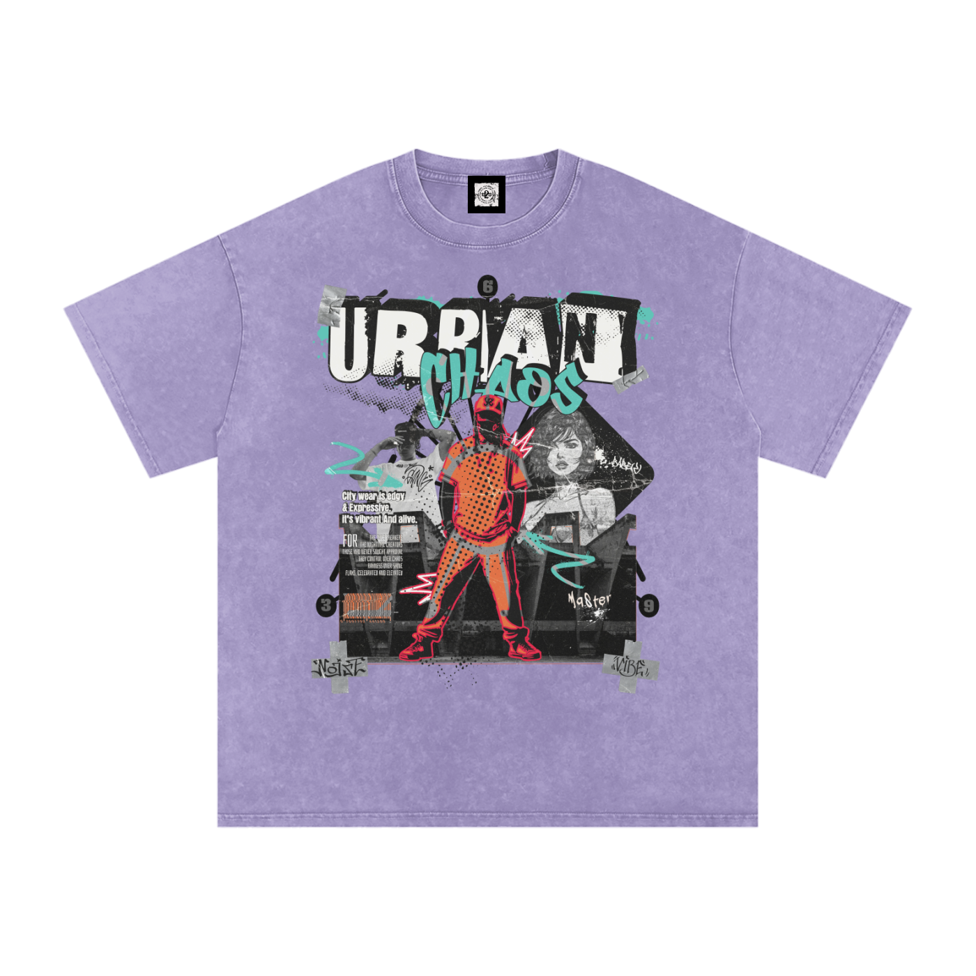 #urban chaos,acid wash t-shirt,qr t-shirt,qr music t-shirt,oversized,oversized t-shirt,oversized effected t-shirt