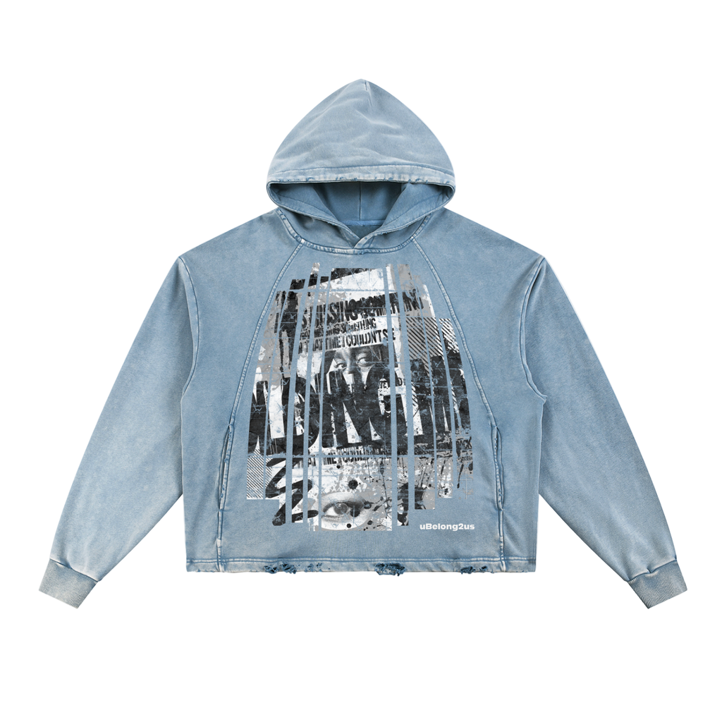 #oversized,#damaged,#faded,#qr music hoodie,#vintage washed,#frayed-hem,#pre-order