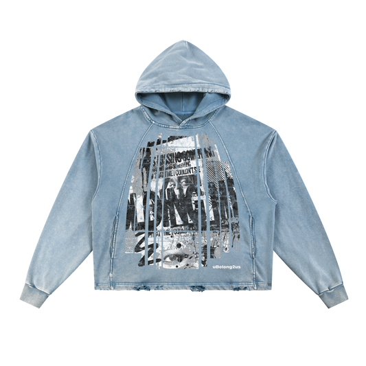 #oversized,#damaged,#faded,#qr music hoodie,#vintage washed,#frayed-hem,#pre-order