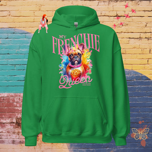 My Frenchie Queen – Limited QR Music Hoodie – Unisex | Relaxed Fit | Supreme Comfort – Hoodie | QR Music Drop by uBelong2.us | Variant: Irish Green