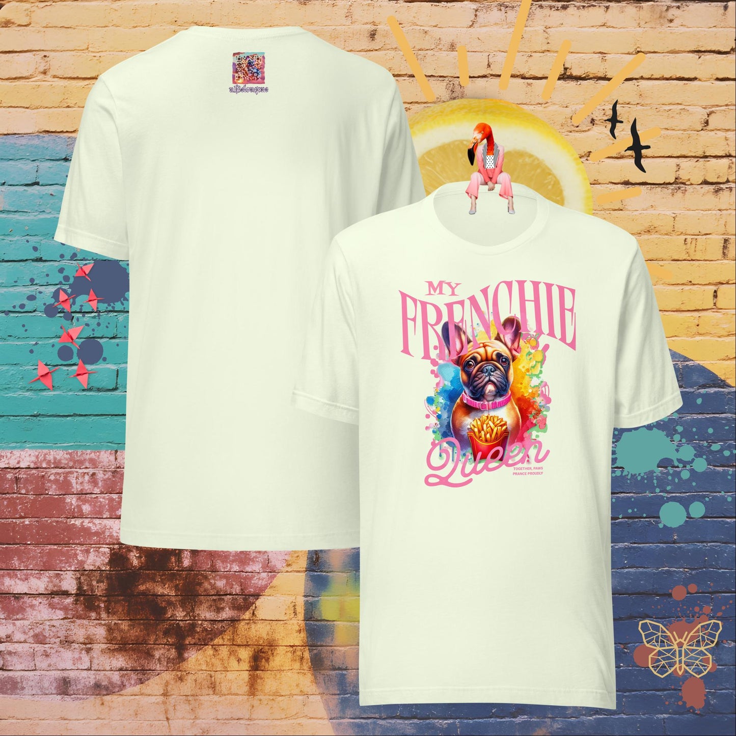 My Frenchie Queen – Limited QR Music T-Shirt – Unisex | Relaxed Fit | Supreme Comfort – T-Shirt | QR Music Drop by uBelong2.us | Variant: Citron