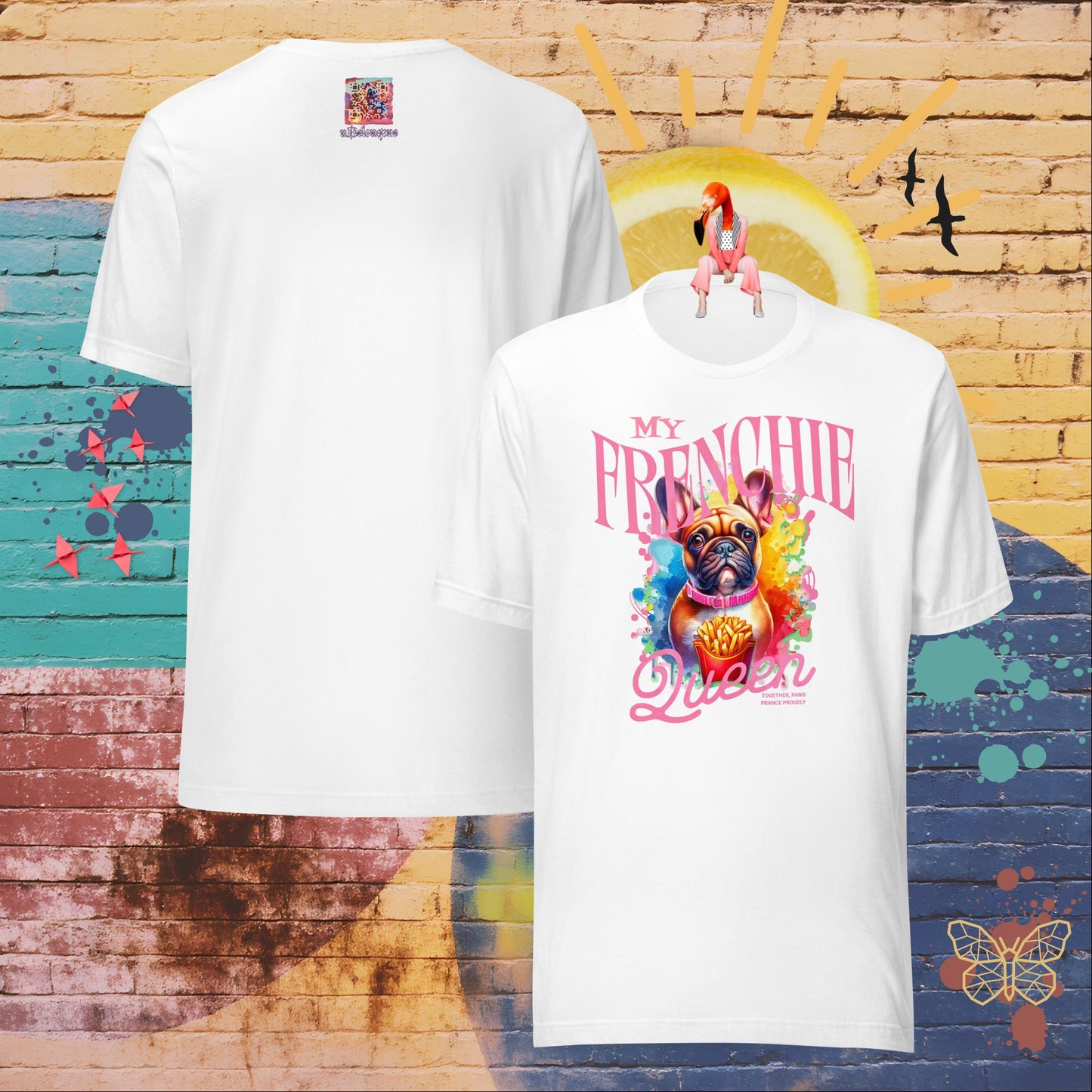 My Frenchie Queen – Limited QR Music T-Shirt – Unisex | Relaxed Fit | Supreme Comfort – T-Shirt | QR Music Drop by uBelong2.us | Variant: White