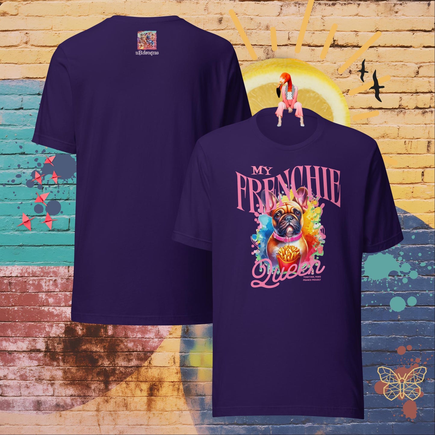 My Frenchie Queen – Limited QR Music T-Shirt – Unisex | Relaxed Fit | Supreme Comfort – T-Shirt | QR Music Drop by uBelong2.us | Variant: Team Purple