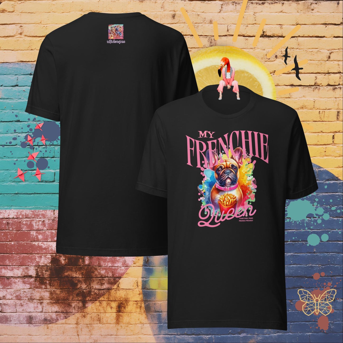 My Frenchie Queen – Limited QR Music T-Shirt – Unisex | Relaxed Fit | Supreme Comfort – T-Shirt | QR Music Drop by uBelong2.us | Variant: Vintage Black