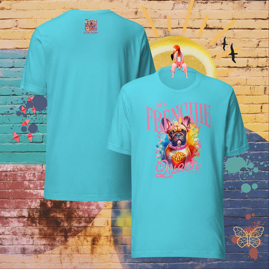My Frenchie Queen – Limited QR Music T-Shirt – Unisex | Relaxed Fit | Supreme Comfort – T-Shirt | QR Music Drop by uBelong2.us | Variant: Turquoise