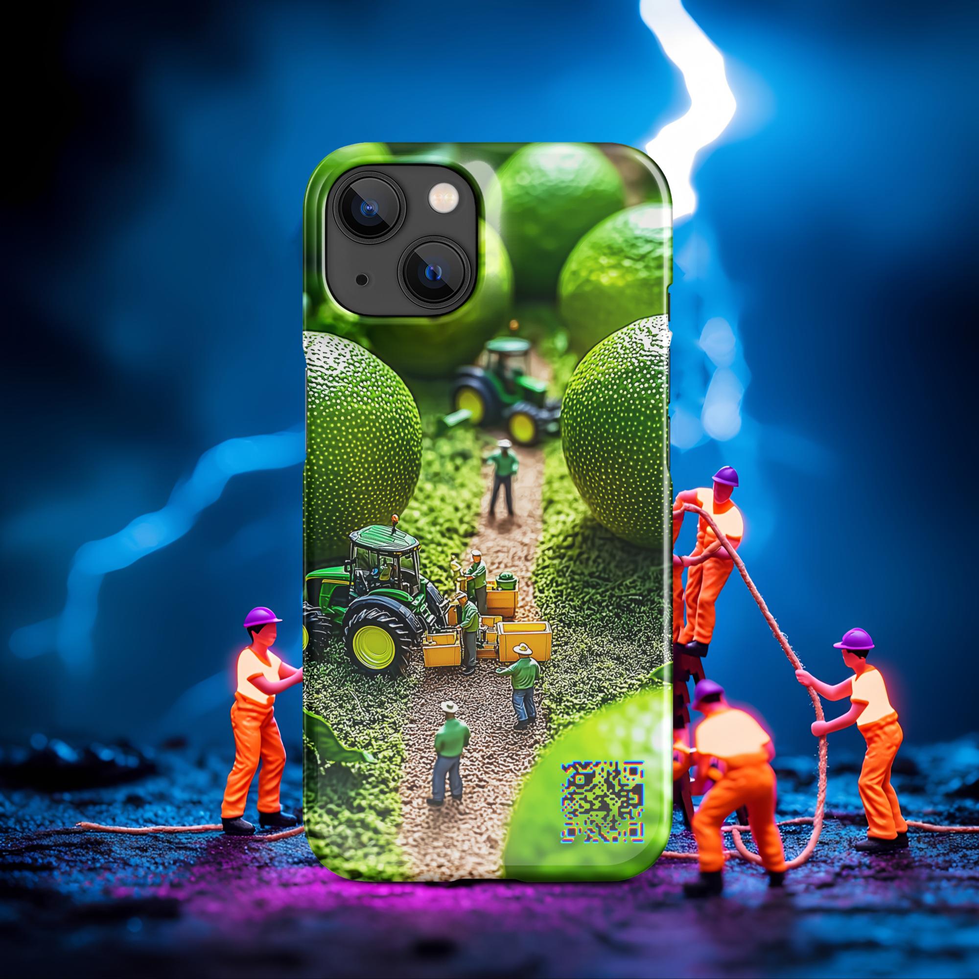 Tiny Workers™ – Lime Garden – Limited QR Music Case for iPhone® – Snap | Glossy – Phone Case | QR Music Drop by uBelong2.us | Variant: iPhone 14