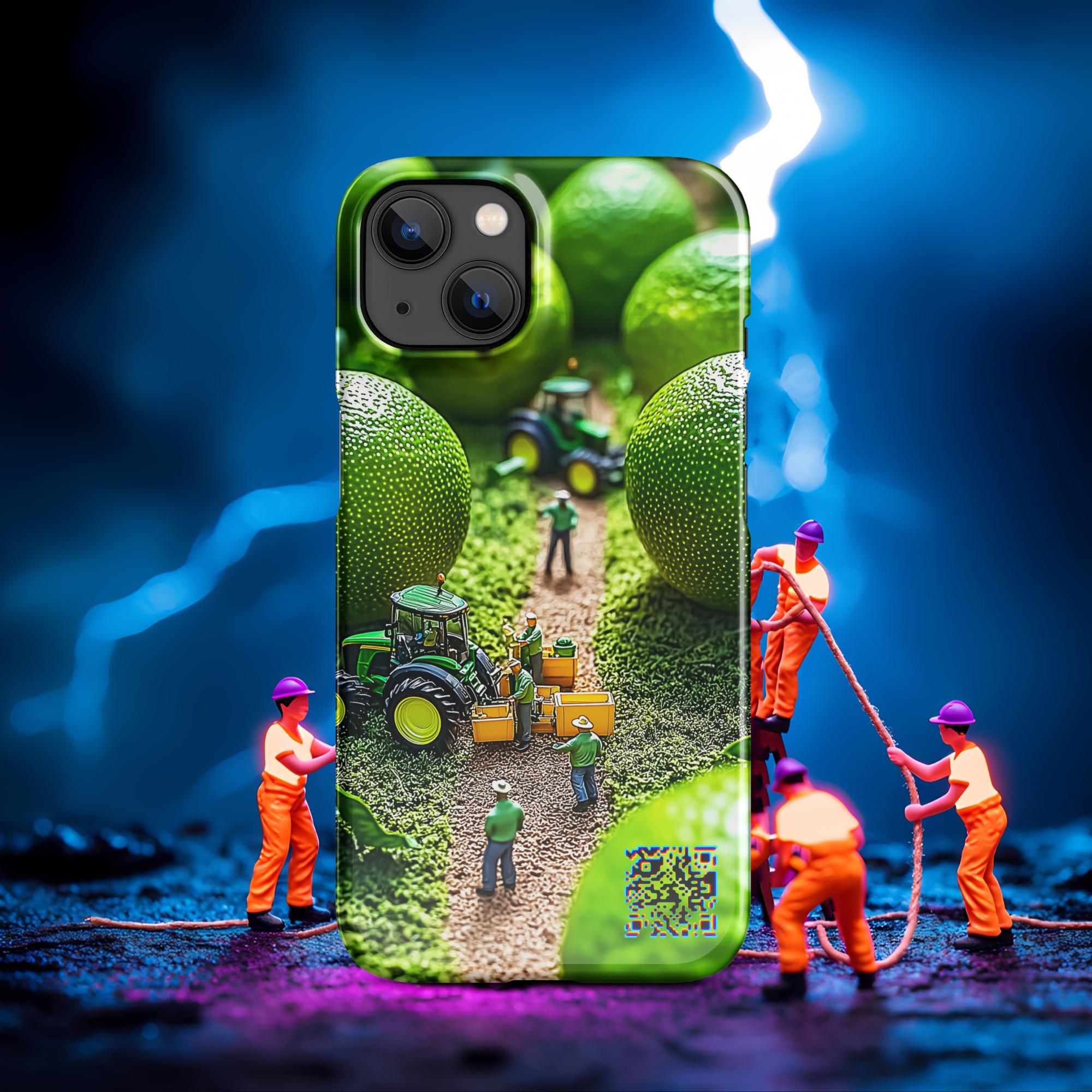 Tiny Workers™ – Lime Garden – Limited QR Music Case for iPhone® – Snap | Glossy – Phone Case | QR Music Drop by uBelong2.us | Variant: iPhone 13