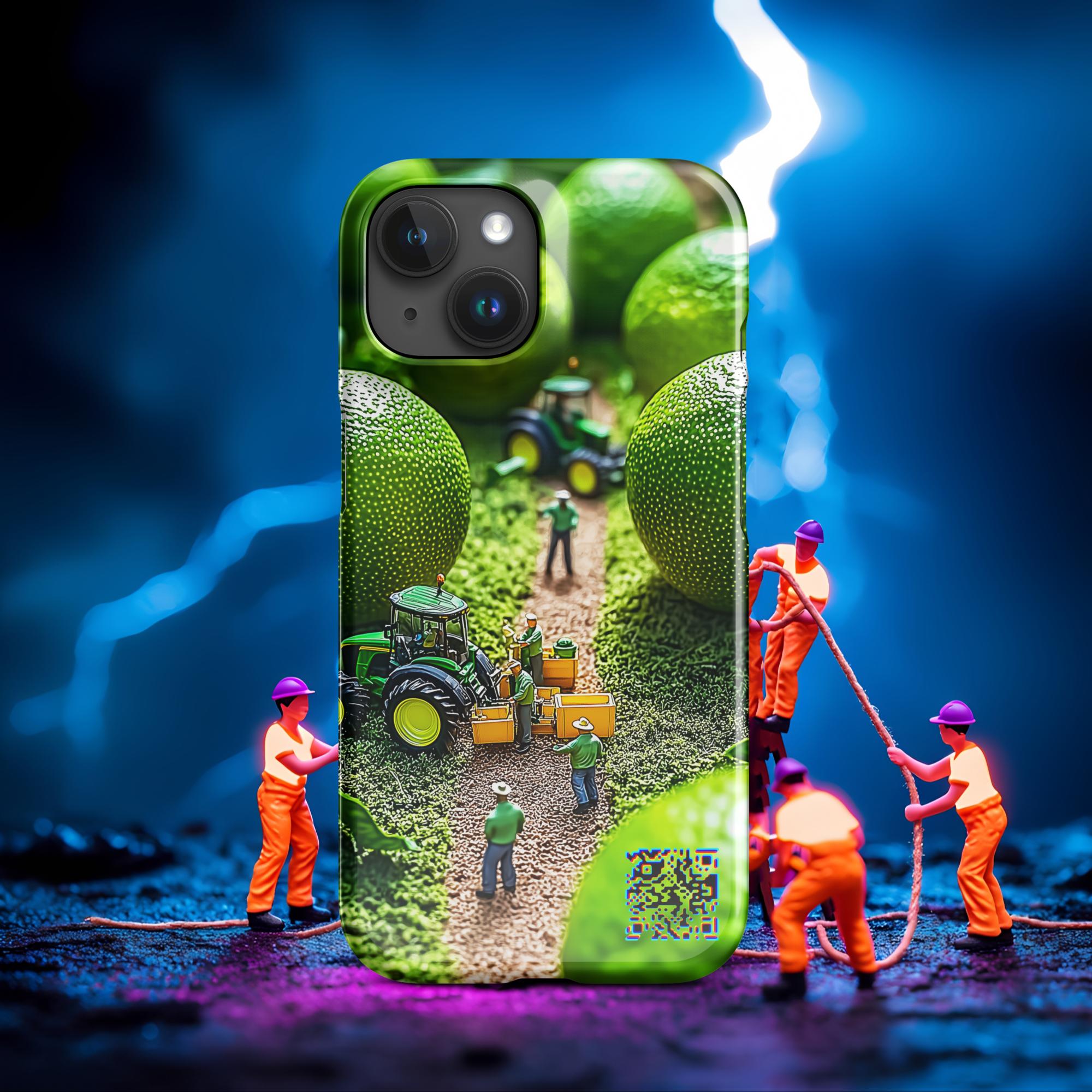 Tiny Workers™ – Lime Garden – Limited QR Music Case for iPhone® – Snap | Glossy – Phone Case | QR Music Drop by uBelong2.us | Variant: iPhone 15