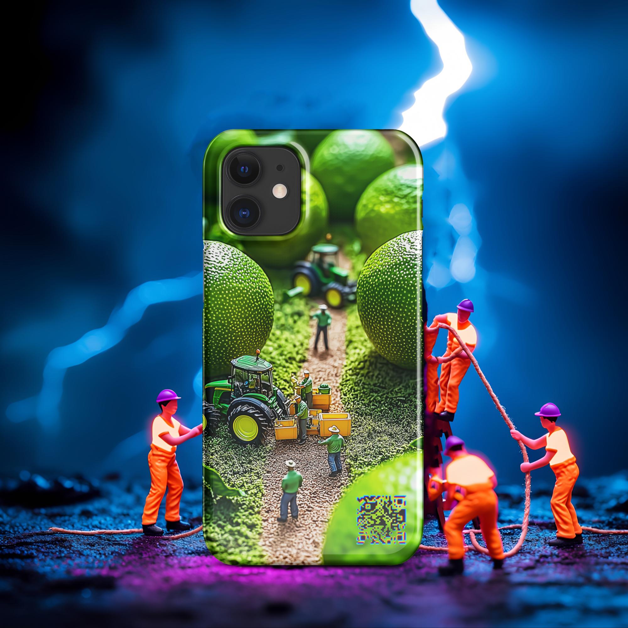 Tiny Workers™ – Lime Garden – Limited QR Music Case for iPhone® – Snap | Glossy – Phone Case | QR Music Drop by uBelong2.us | Variant: iPhone 12 Mini