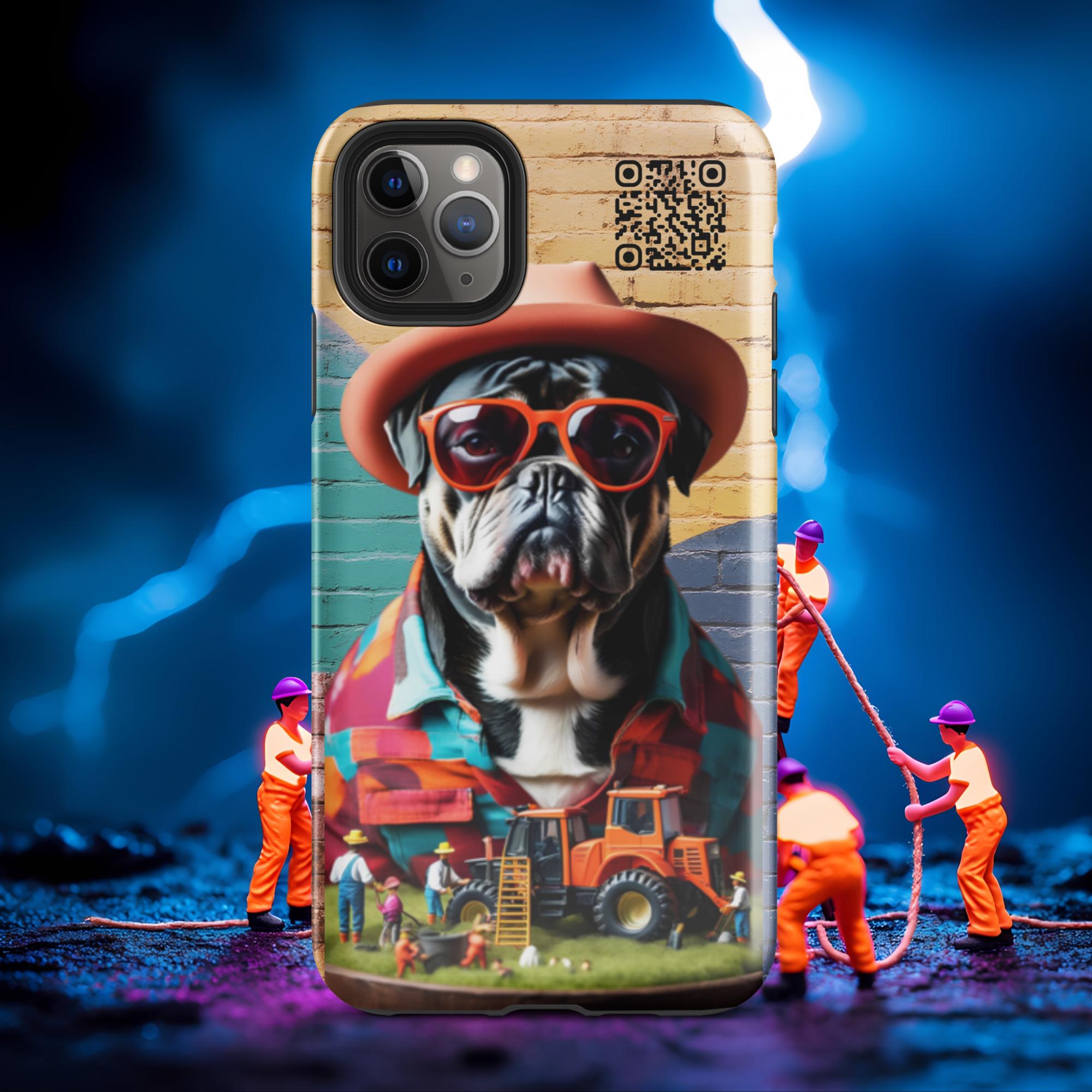 Tiny Workers™ – Mr Bull Dog – Limited QR Music Case for iPhone® - Tough | Glossy – Phone Case | QR Music Drop by uBelong2.us | Variant: iPhone 11 Pro Max