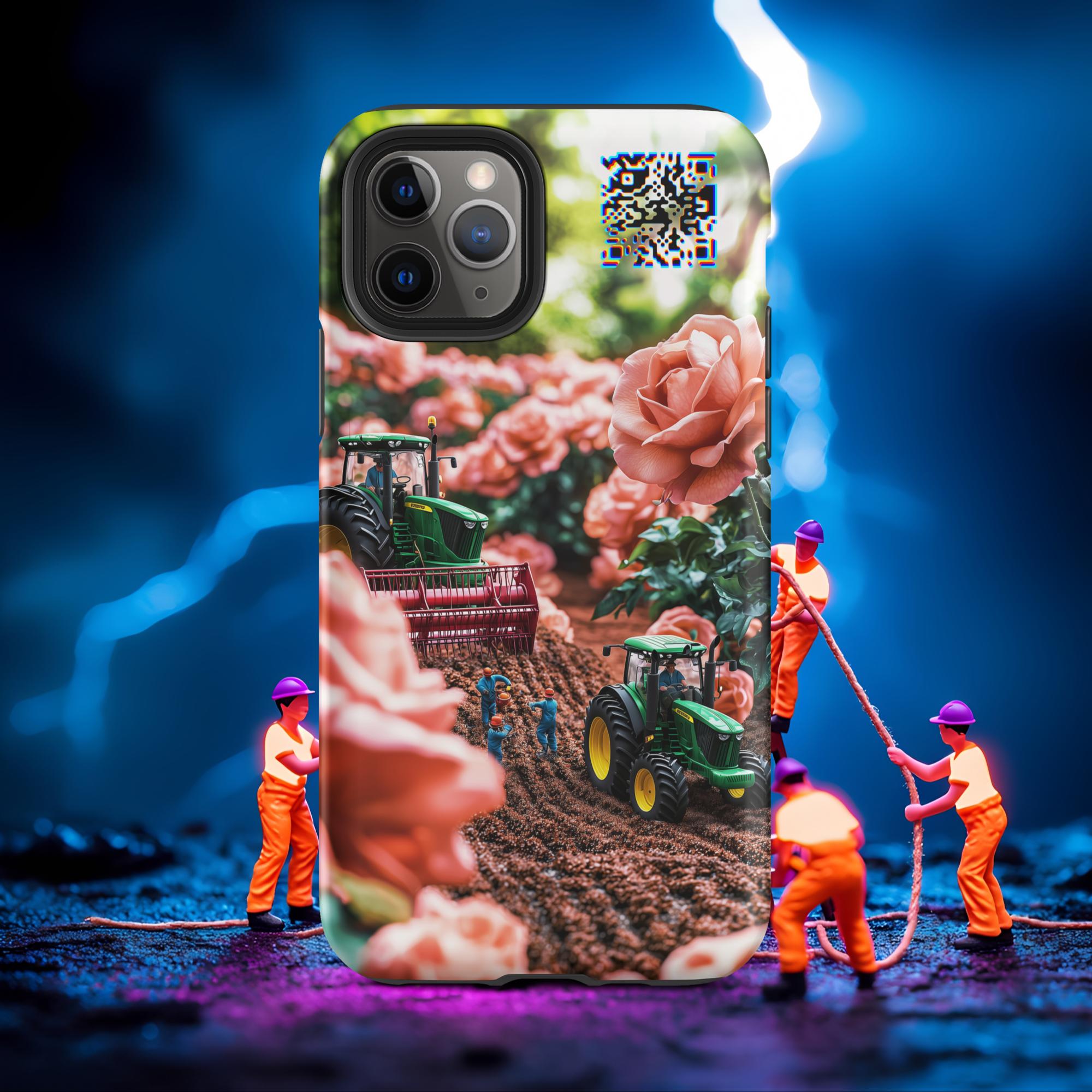 Tiny Workers™ – Pastel Rose Garden – Limited QR Music Case for iPhone® – Tough | Matte – Phone Case | QR Music Drop by uBelong2.us | Variant: iPhone 11 Pro