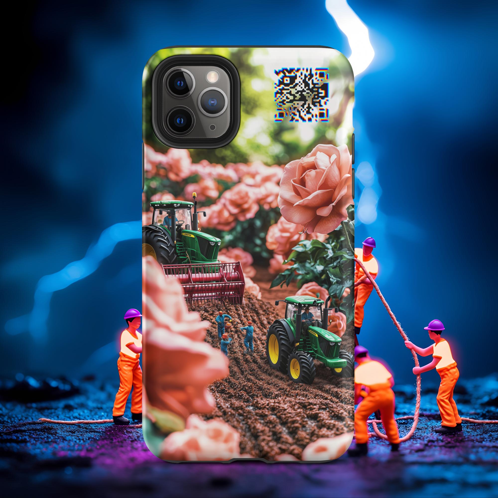 Tiny Workers™ – Pastel Rose Garden – Limited QR Music Case for iPhone® – Tough | Matte – Phone Case | QR Music Drop by uBelong2.us | Variant: iPhone 11 Pro Max