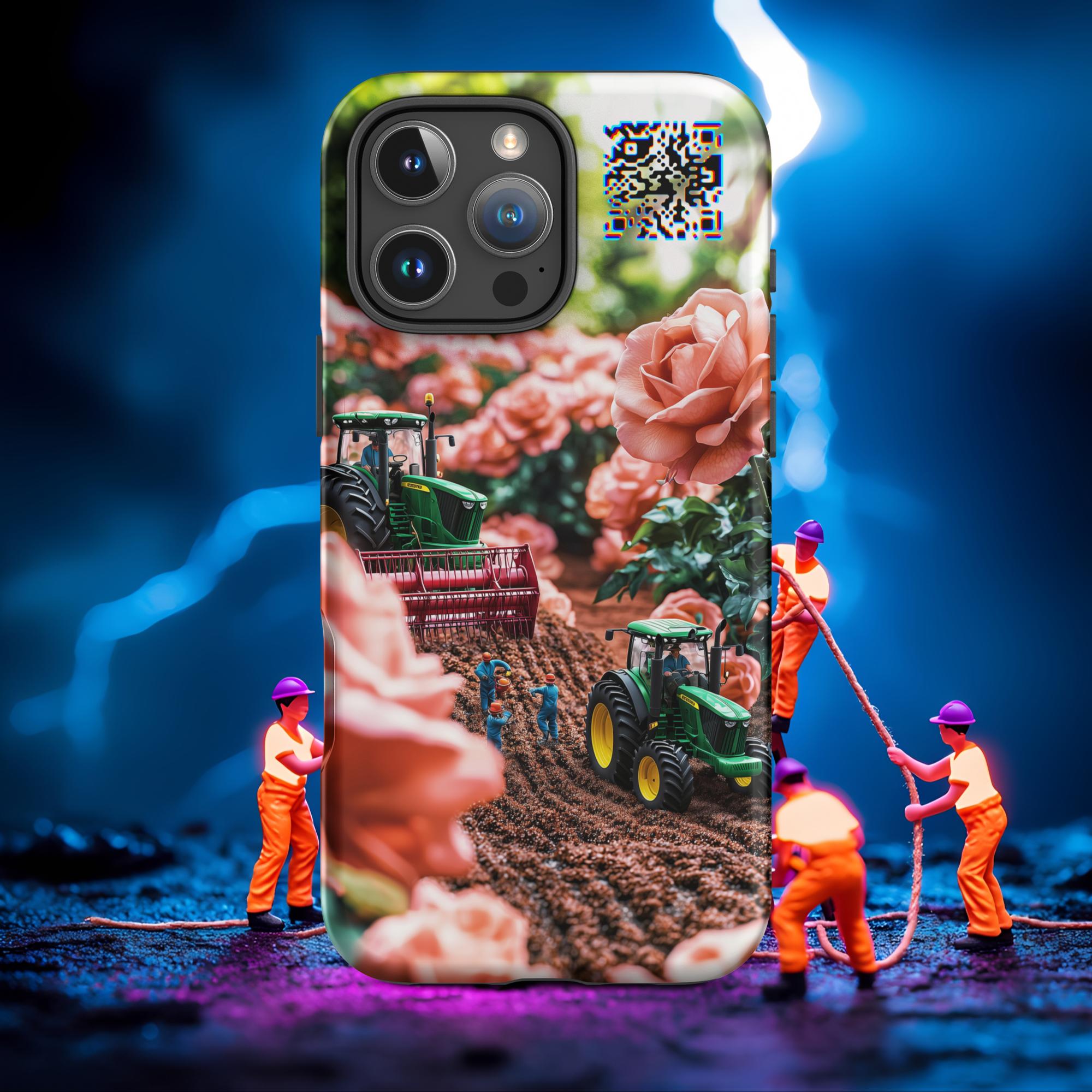 Tiny Workers™ – Pastel Rose Garden – Limited QR Music Case for iPhone® – Tough | Matte – Phone Case | QR Music Drop by uBelong2.us | Variant: iPhone 16 Pro Max