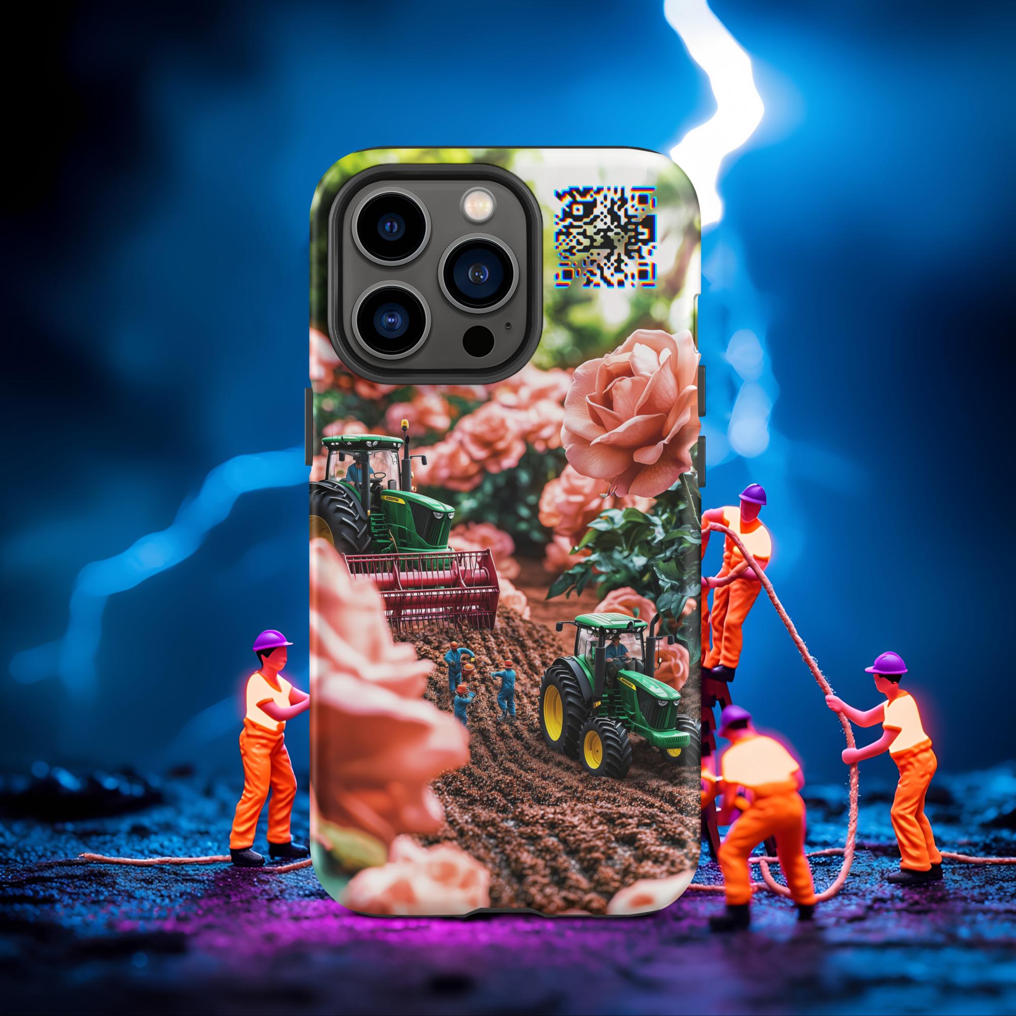 Tiny Workers™ – Pastel Rose Garden – Limited QR Music Case for iPhone® – Tough | Matte – Phone Case | QR Music Drop by uBelong2.us | Variant: iPhone 13 Pro