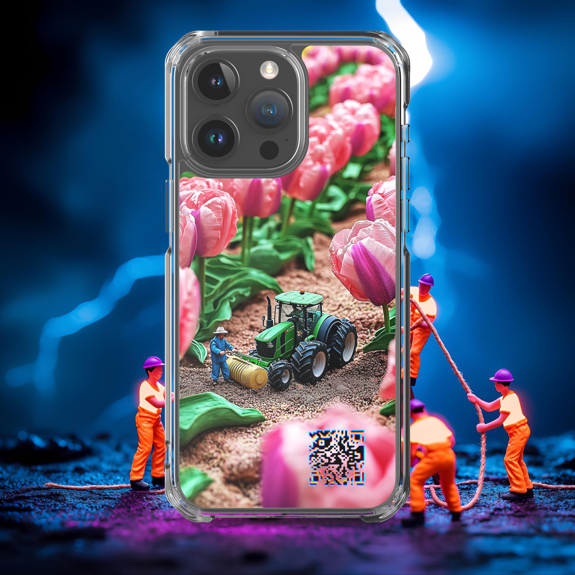 Tiny Workers™ – Spring Tulipans – Limited QR Music Case for iPhone® | FlexSafe™ – Phone Case | QR Music Drop by uBelong2.us | Variant: iPhone 15 Pro Max