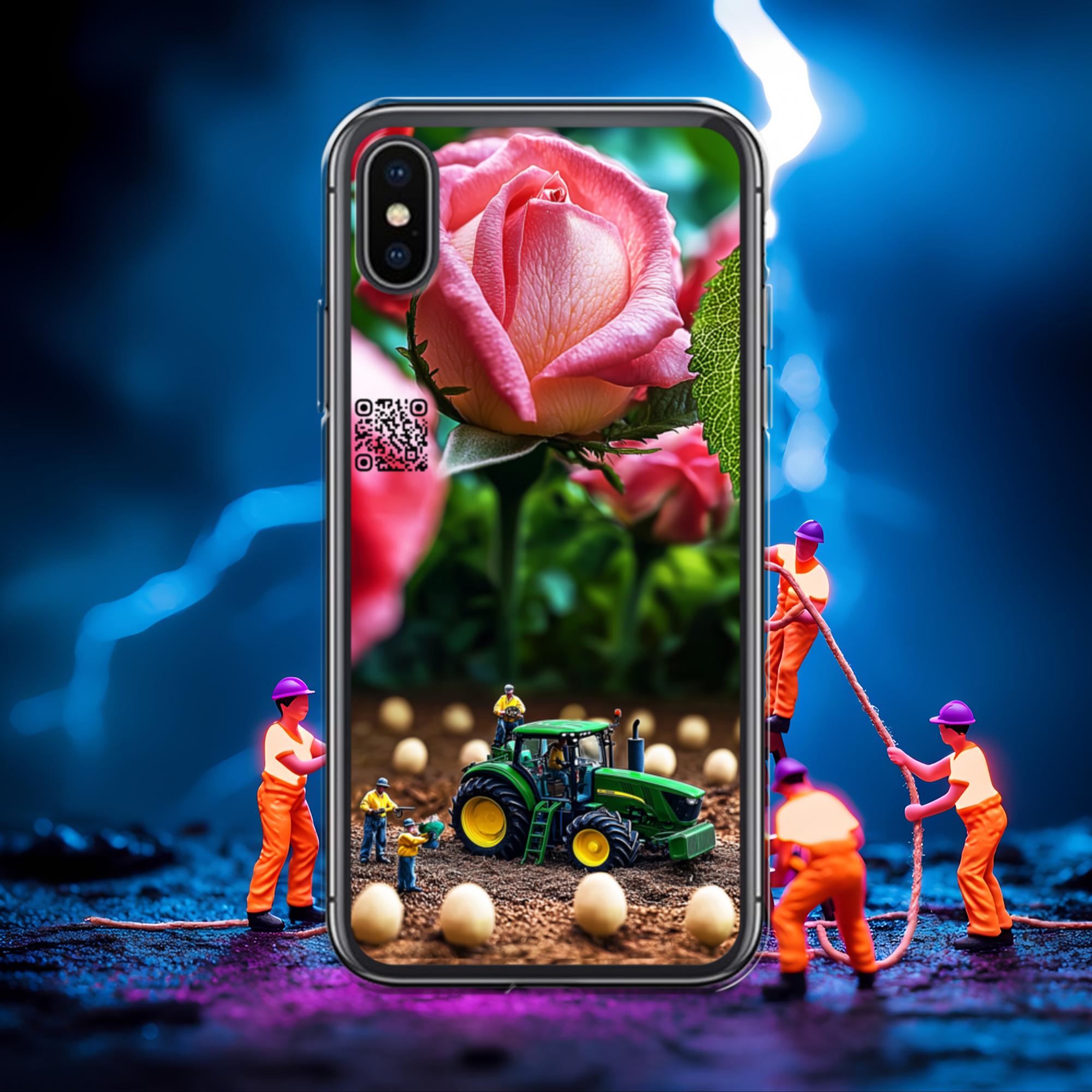 Tiny Workers™ – Giant Rose – Limited QR Music Case for iPhone® | FlexSafe™ – Phone Case | QR Music Drop by uBelong2.us | Variant: iPhone X/XS