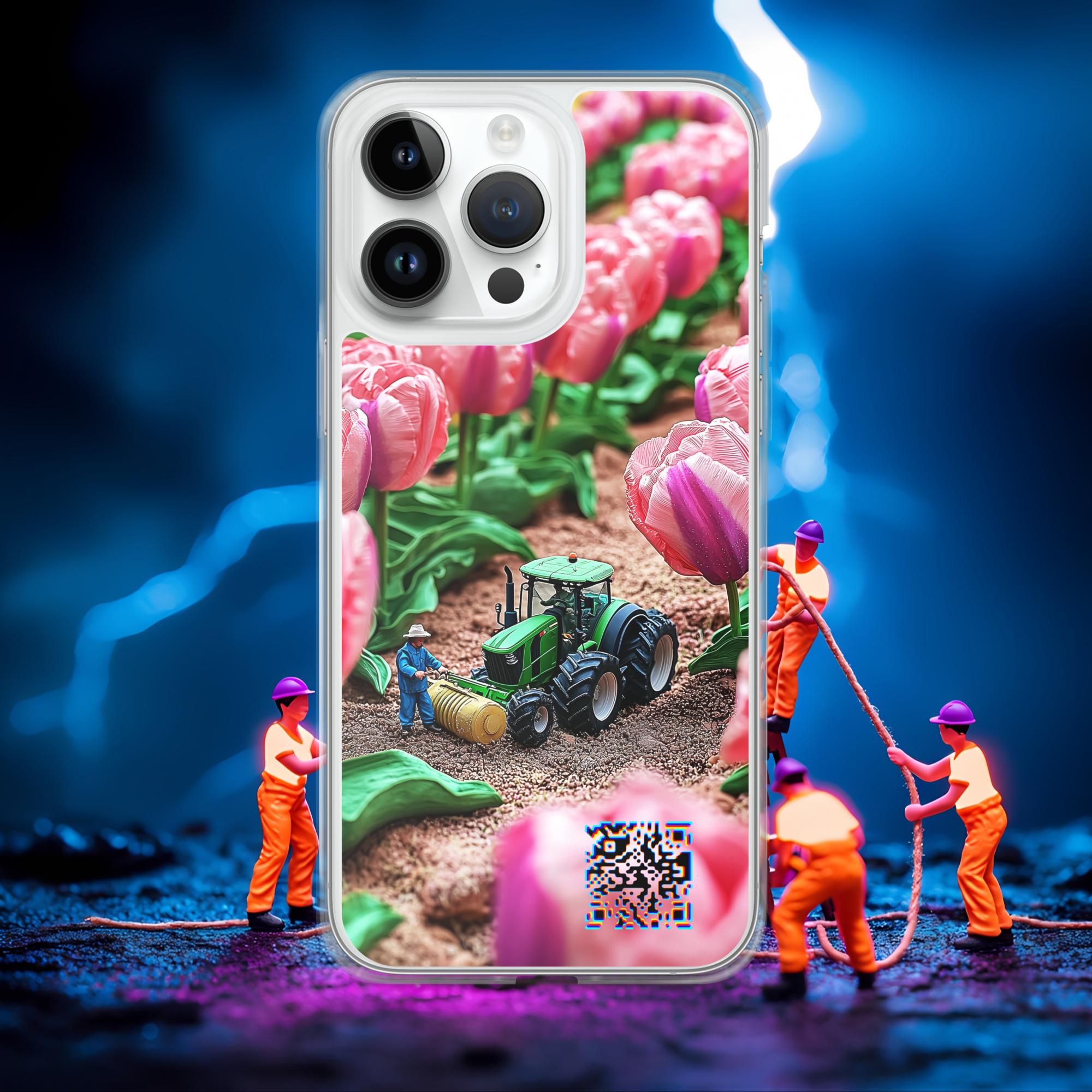 Tiny Workers™ – Spring Tulipans – Limited QR Music Case for iPhone® | FlexSafe™ – Phone Case | QR Music Drop by uBelong2.us | Variant: iPhone 14 Pro Max