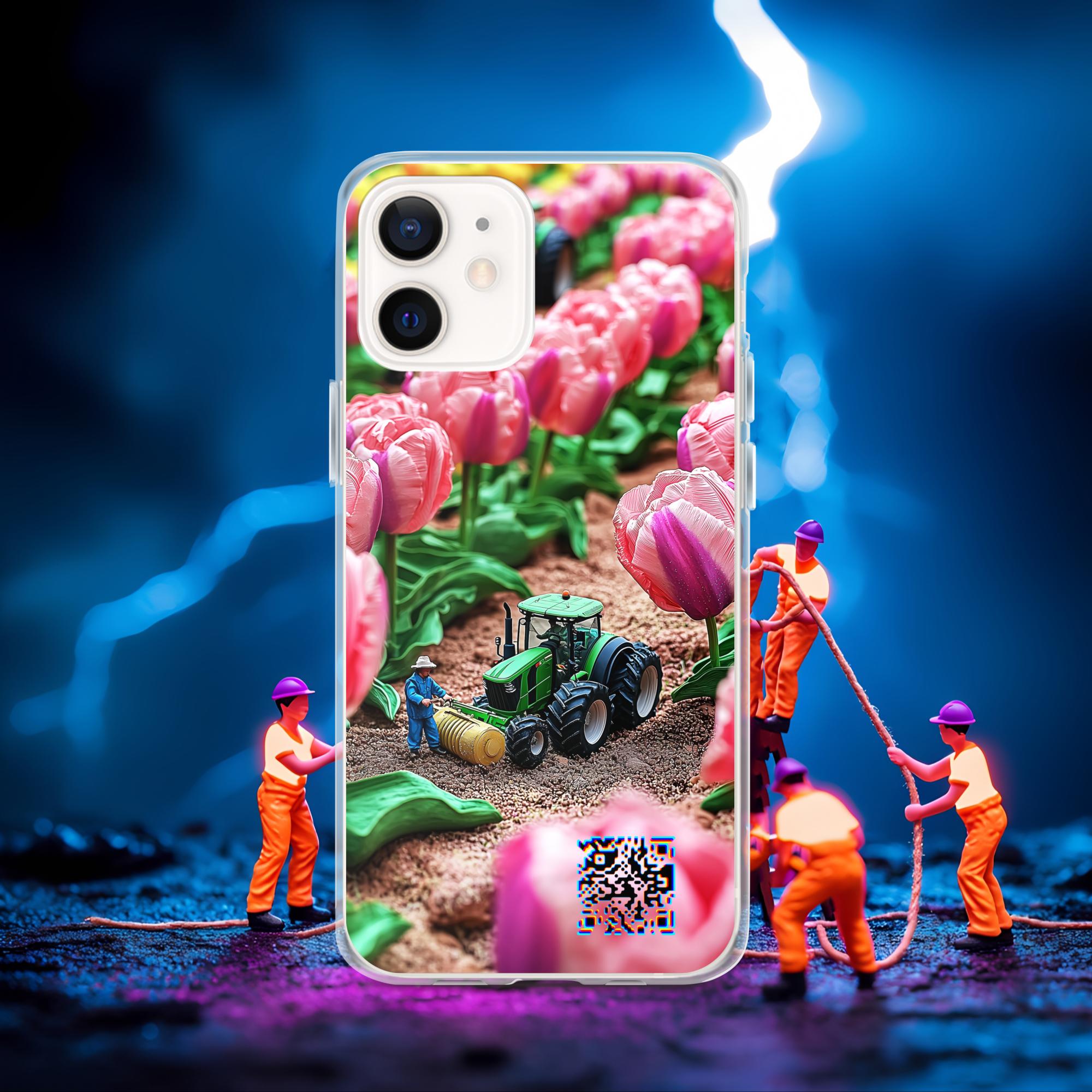 Tiny Workers™ – Spring Tulipans – Limited QR Music Case for iPhone® | FlexSafe™ – Phone Case | QR Music Drop by uBelong2.us | Variant: iPhone 12
