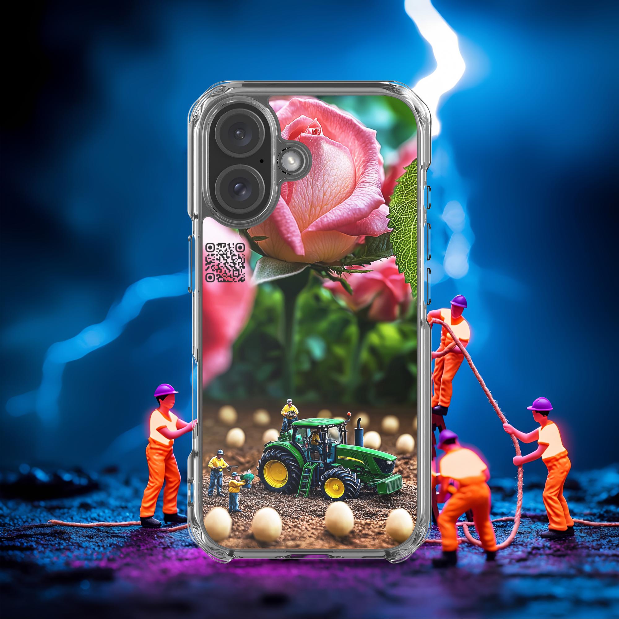 Tiny Workers™ – Giant Rose – Limited QR Music Case for iPhone® | FlexSafe™ – Phone Case | QR Music Drop by uBelong2.us | Variant: iPhone 16