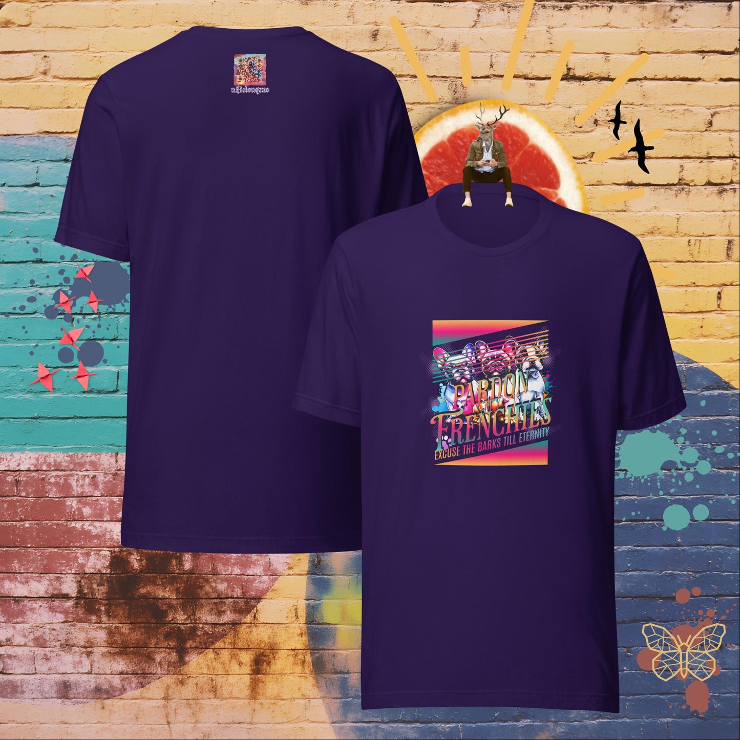 Pardon My Frenchies – Limited QR Music T-Shirt – Unisex | Relaxed Fit | Supreme Comfort – T-Shirt | QR Music Drop by uBelong2.us | Variant: Team Purple