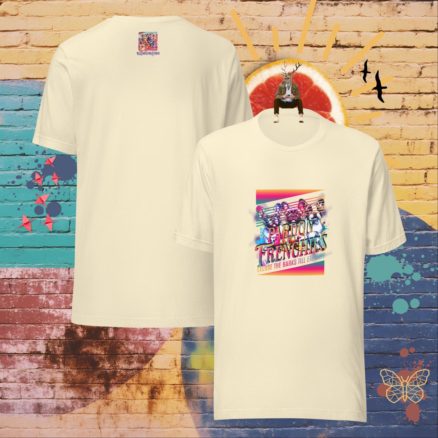 Pardon My Frenchies – Limited QR Music T-Shirt – Unisex | Relaxed Fit | Supreme Comfort – T-Shirt | QR Music Drop by uBelong2.us | Variant: Natural